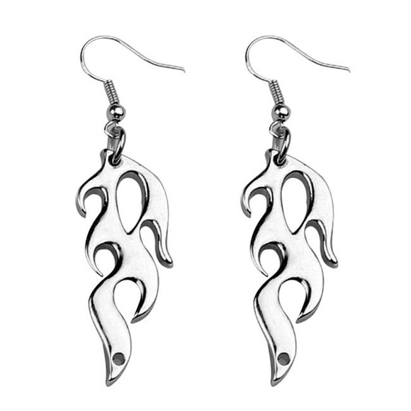 Any 4/$25! Shiny Silver Flame Dangle Earrings - Picture 6 of 9